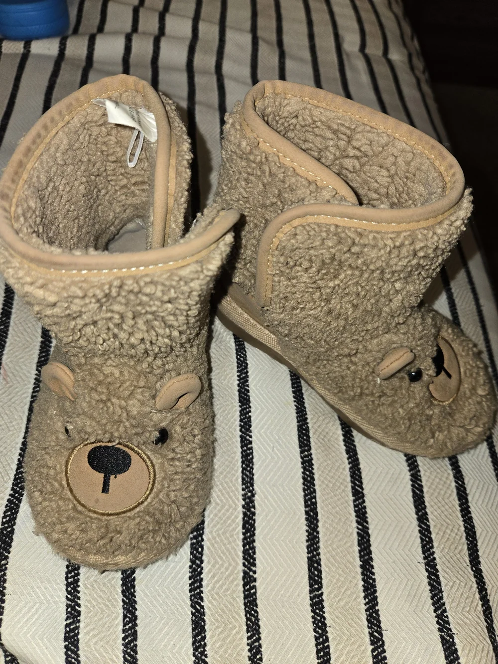 Toddler Teddy Bear Booties - Tan Sherpa Slippers